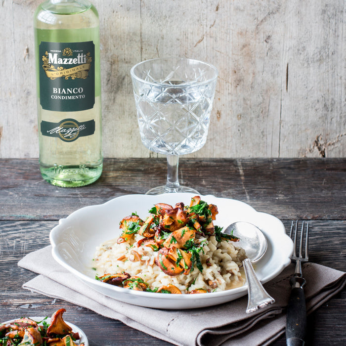 Risotto mit Steinpilzen und Pfifferlingen und Condimento Bianco Mazzetti l'Originale